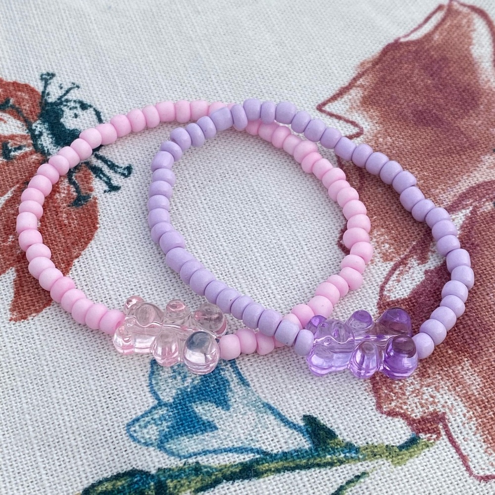 Homeade bracelets NWT pink and Purple gummy bear friendship bracelets. Fashion
